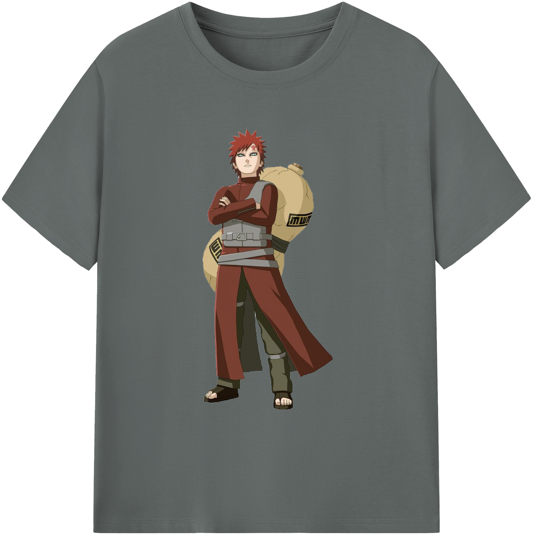 （画像用） NARUTO -ナルト- ガアラ Gaara 綿100％ メンズ半袖Tシャツ｜肌触りやわらか＆通気性
